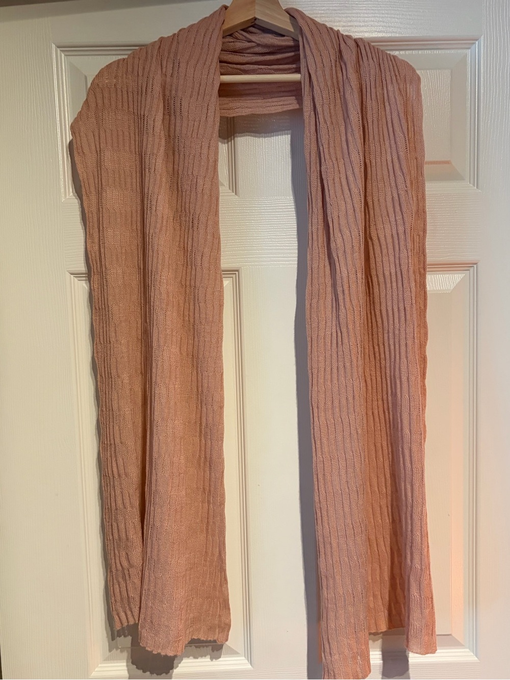 Soft Pink Ribbed Knit Scarf